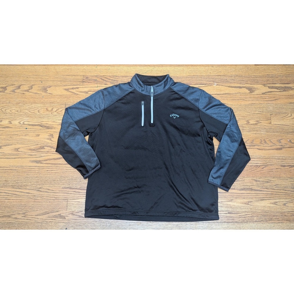 Callaway Golf Pullover Mens Black 1/4 Zip Long Sleeve XXL Front‎ & Side Pockets